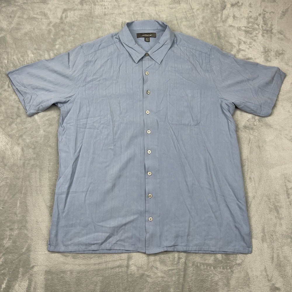 Croft & Barrow Shirt Mens XLT Tall Blue Slit Short Sleeve Chest Pocket Button Up